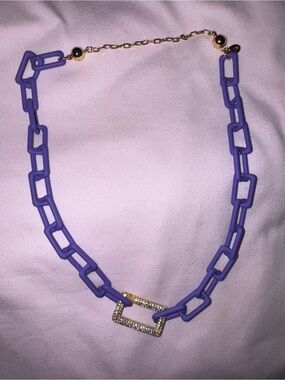 By Alexa Rae BAR Michelle Necklace Lilac Link Chain with Pavé Rectangle Accent